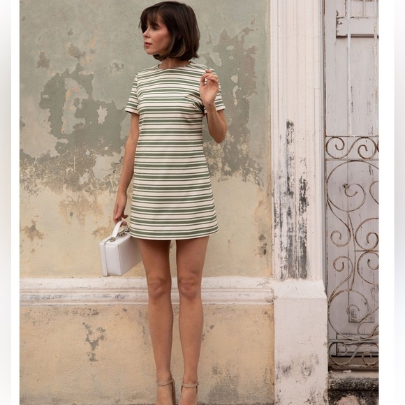 Antonio Melani x The Style Bungalow Palm Short Sleeve Striped Mini Dress NWT - Picture 2 of 16